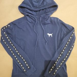 Victoria Secret PINK Lightweight Striped Arms Hooded Sweatshirt